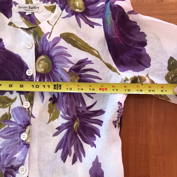 Vintage floral linen Brian Bailey button front top Size 12 - Picture 13 of 16